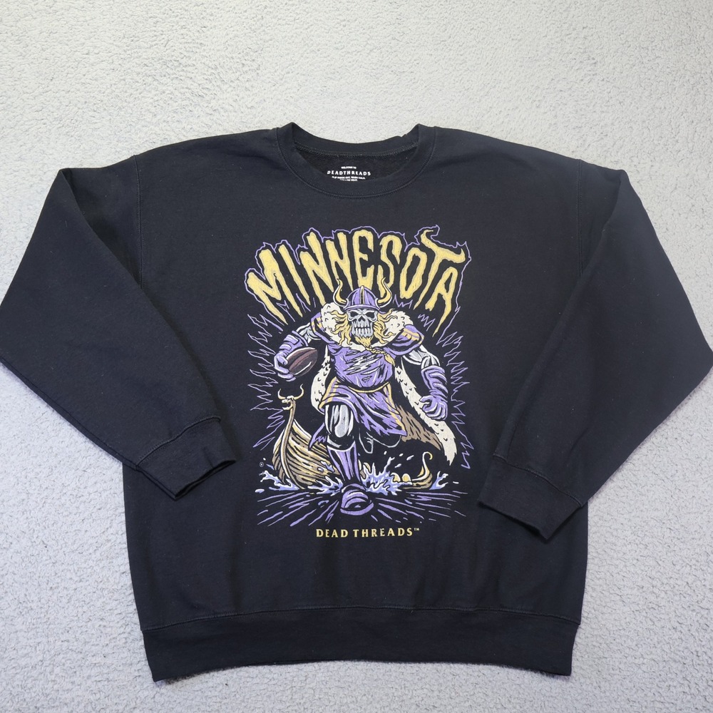 Dead Threads Minnesota Vikings Skeleton Graphic Sweatshirt Black Large